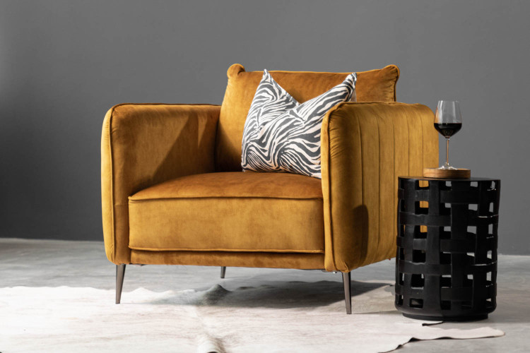 Ottavia Velvet Armchair - Aged Mustard