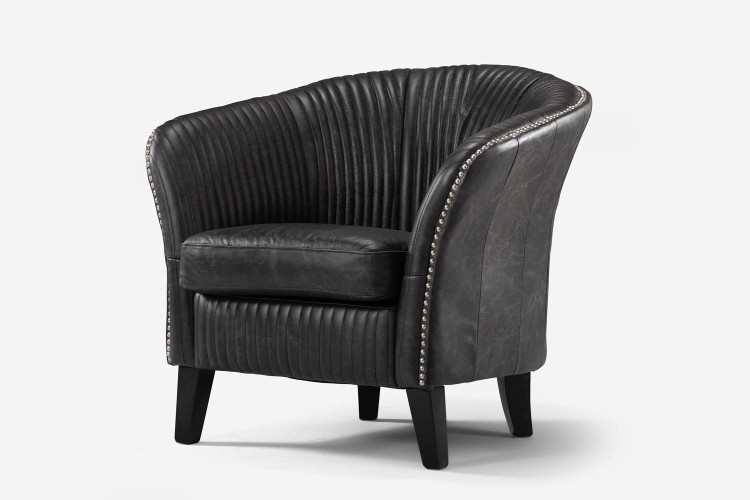 Serena Leather Armchair - Black -