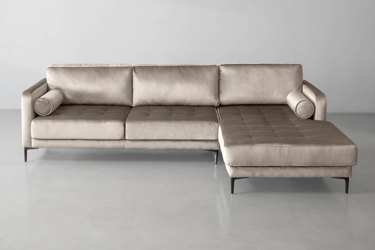 Hayden Velvet L-Shape Couch - Champagne