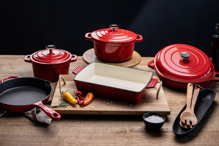 Nouvelle Cast Iron 8 Piece Cookware Set - Red Nouvelle Cast Iron Sets - 1