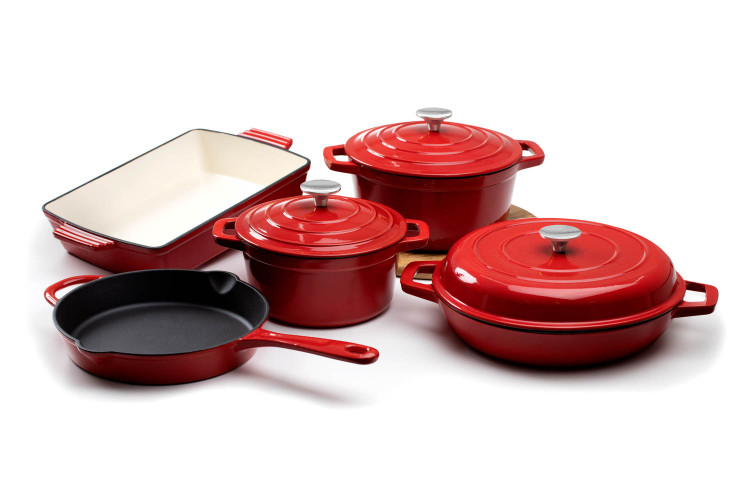 Nouvelle Cast Iron 8 Piece Cookware Set - Red Nouvelle Cast Iron Sets - 1