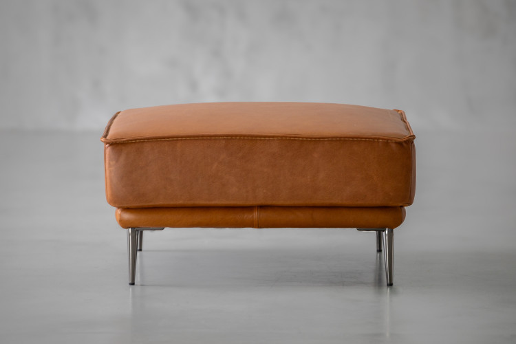 Ottavia Leather Ottoman - Desert Tan Ottomans - 1