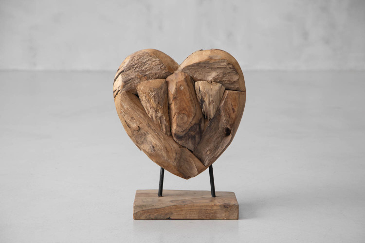 Teakroot Heart on Stand Sculptural Art - 1