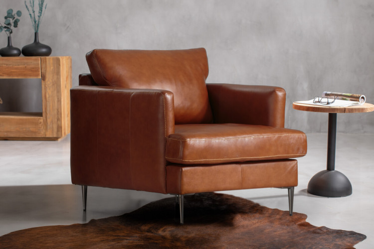 Remington Leather Armchair - Burnt Tan Armchairs - 1