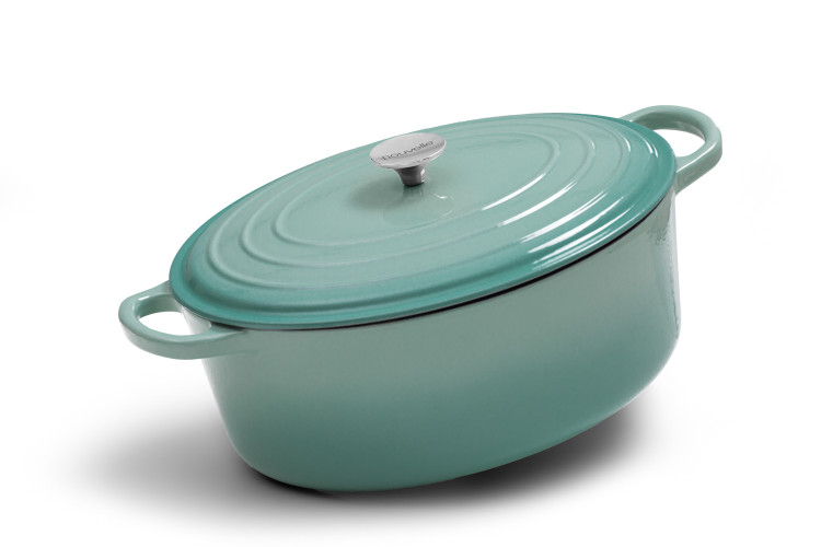 Nouvelle Cast Iron Oval Casserole-35cm-Misty Teal Cookware - 1