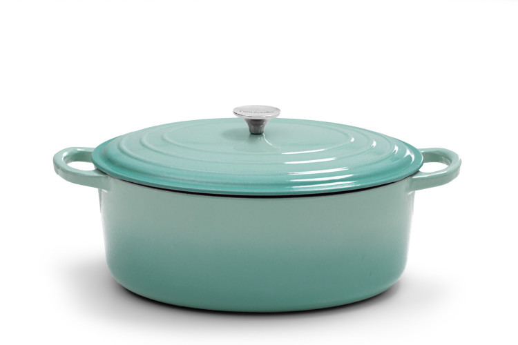 Nouvelle Cast Iron Oval Casserole-35cm-Misty Teal Cookware - 1