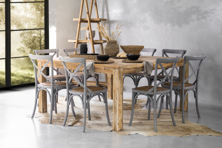 Clayden La Rochelle 8-Seater Square Dining Set 1.6m - Rustic Grey 8 Seater Dining Sets - 1