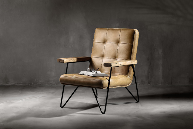 Zeus Leather Armchair - Sandy Taupe Armchairs - 1