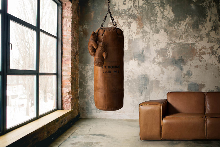 Stallone Leather Boxing Bag & Gloves - Bourbon Decor - 1