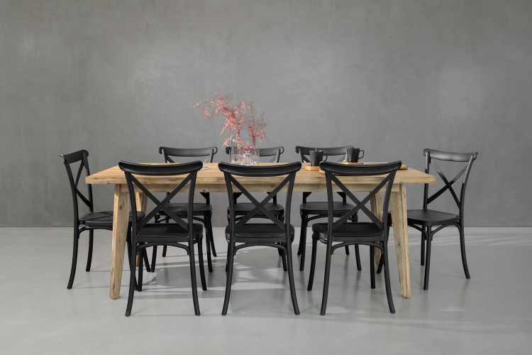 Bradford Durance 8-Seater Dining Set - 2.1m - Matt Black 8-Seater Dining Sets - 8