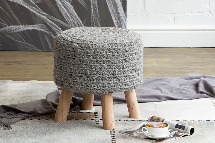 Neo Handmade Stool - White & Grey | Living | Footstools |Living Room Furniture | Cielo -