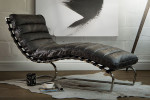 Morello Chaise Distressed Black Leather Lounger -