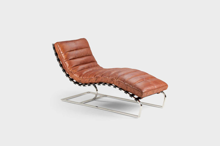 Morello Leather Chaise - Vintage Brown -