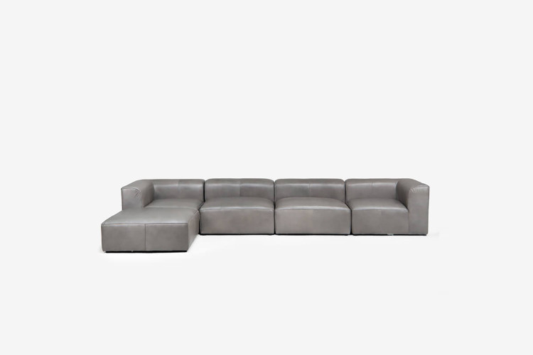 Burbank Modular Leather Couch - Ash Leather Couches - 1