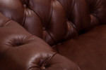 Jefferson Chesterfield 2 Seater Leather Couch - Brown -