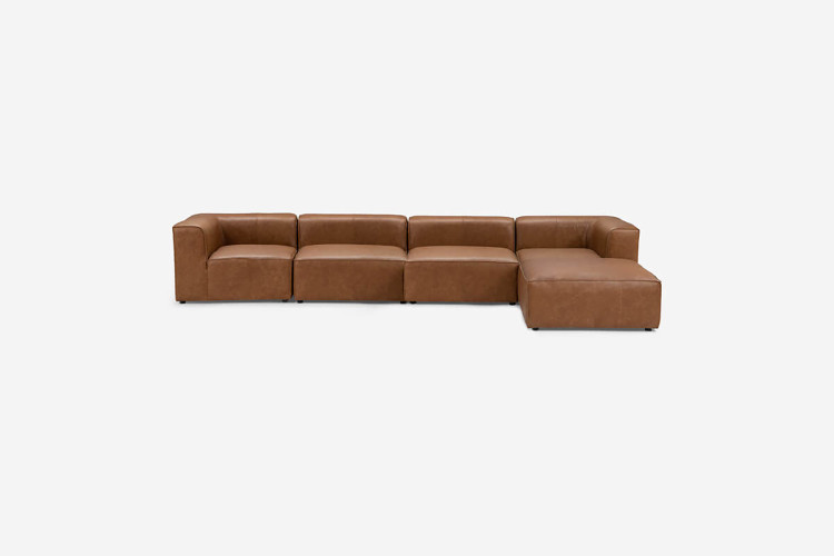 Burbank Modular Leather Couch - Tan Leather Couches - 1