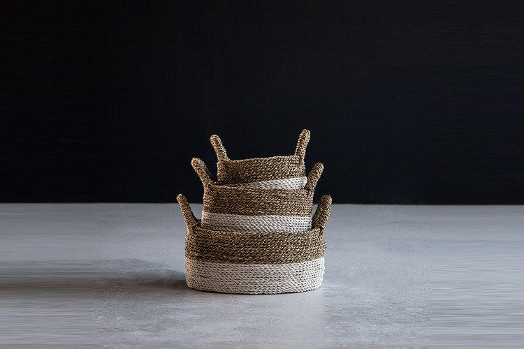 Reza Basket Set - White & Natural| Baskets | Decorative Items | Decor | Cielo -