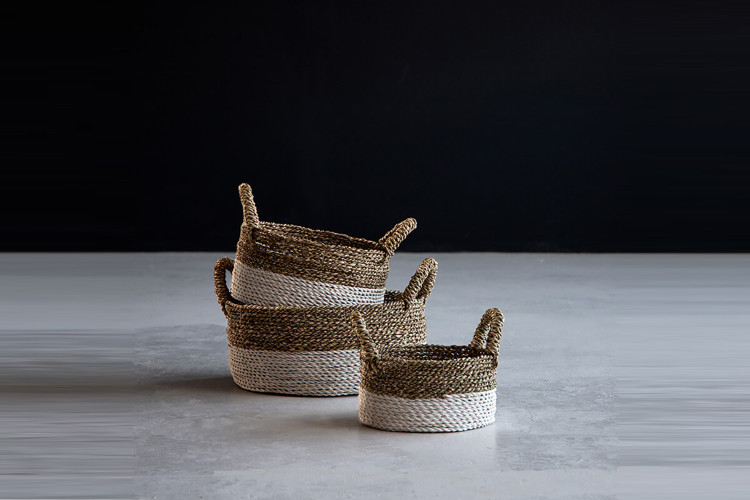 Reza Basket Set - White & Natural| Baskets | Decorative Items | Decor | Cielo -