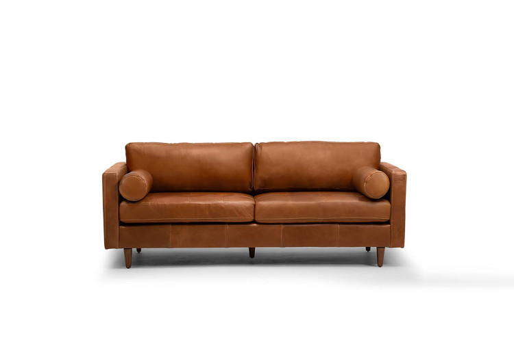 Hoffmann 3 Seater Leather Couch - Tan -