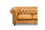 Jefferson Chesterfield 2 Seater Leather Couch -  Tan Brown -