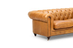 Jefferson Chesterfield 2 Seater Leather Couch -  Tan Brown -