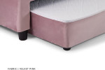 Skyler Dual Function Bed -  Velvet Pink - Three Quarter -