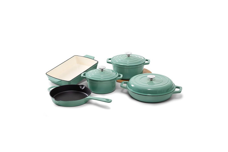 Nouvelle Cast Iron 8 Piece Cookware Set - Misty Teal -