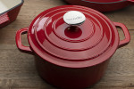 Red Nouvelle 20cm Cast Iron Casserole  - Red -