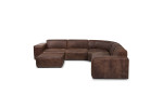 Jagger Leather Modular - Grand Corner Couch with Ottoman - Zambezi Spice -