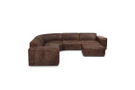 Jagger Leather Modular - Grand Corner Couch with Ottoman - Zambezi Spice -