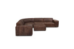 Jagger Leather Modular - Grand Corner Couch with Ottoman - Zambezi Spice -