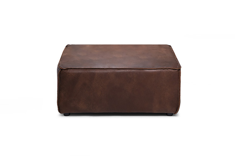 Jagger Leather Ottoman - Spice Ottomans - 1