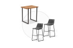 Lazera Bar Table + Halo Bar Chairs - Storm Grey -