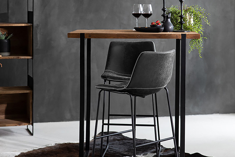 Lazera Bar Table + Halo Bar Chairs - Ebony -