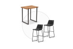 Lazera Bar Table + Halo Bar Chairs - Ebony -