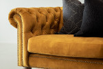 Lannfield 3 Seater Couch - Textured Velvet Mustard -