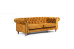 Lannfield 3 Seater Couch - Textured Velvet Mustard -