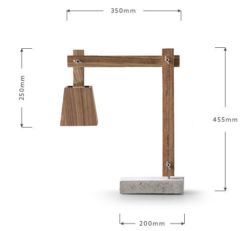 Concrete Teak Desk Lamp